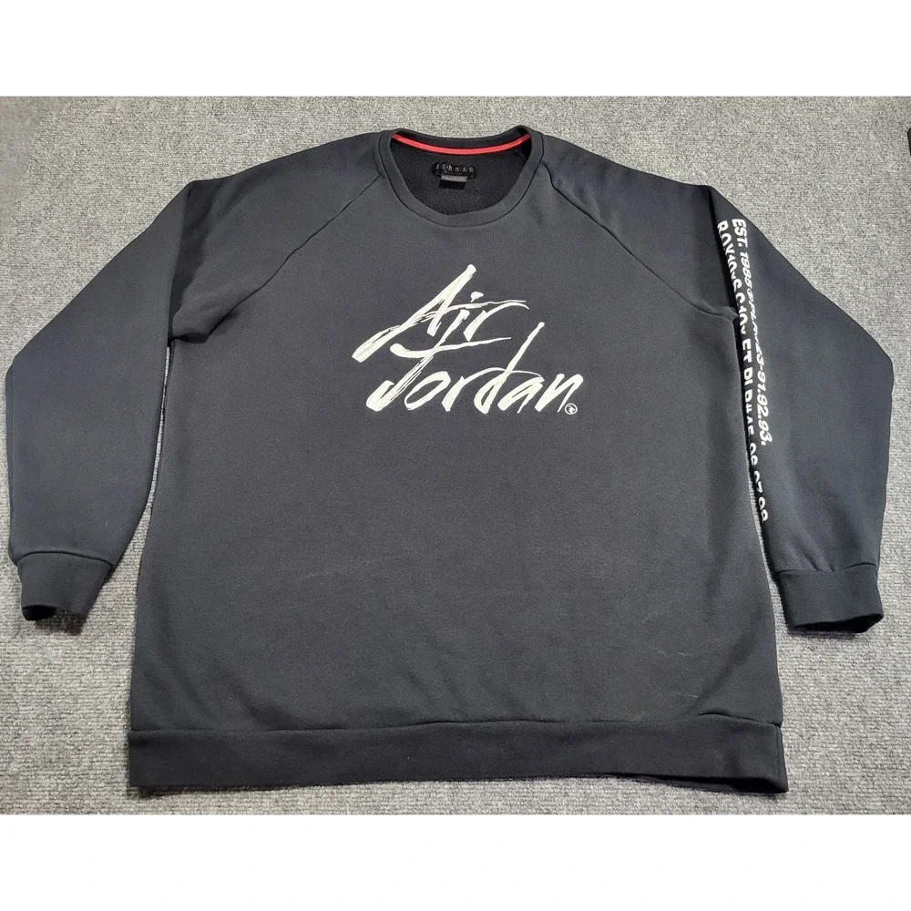 Air Jordan Sportswear Greatest Fleece Crew Black Sweatshirt Men's Size XX-Large